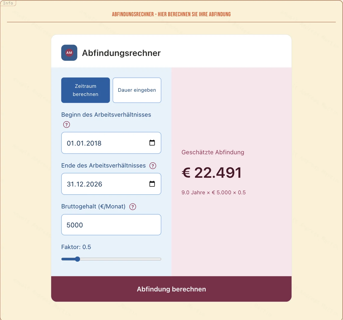 Abfindungsrechner im Arbeitsrecht