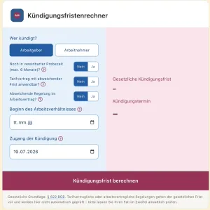 Kündigungsfristenrechner im Arbeitsrecht
