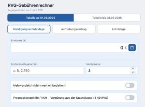 Gebührenrechner im Arbeitsrecht